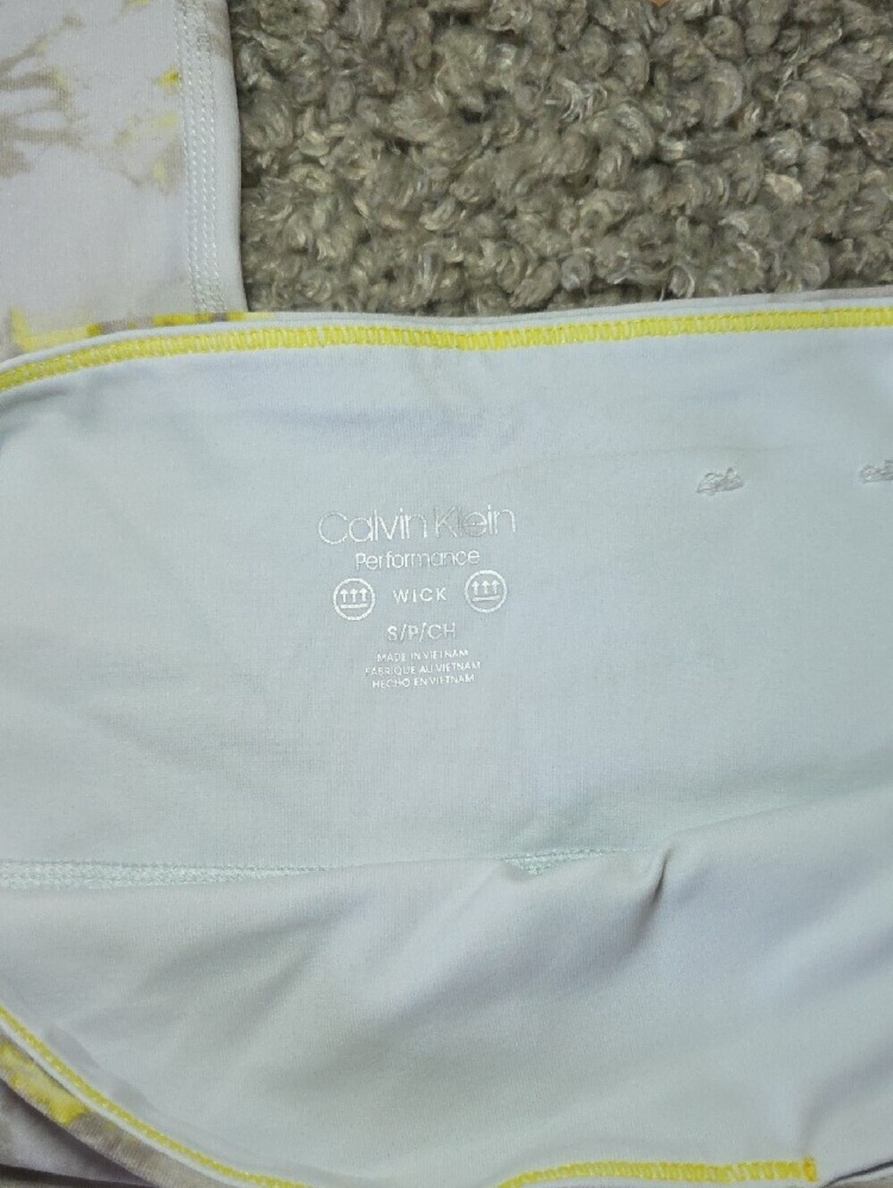 Calvin Klein Performance White Tie-Dye Ankle Leggings with Yellow & Brown - Picture 4 of 7